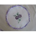 For hand embroidered round cloths with hand crocheted border