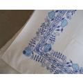 A large vintage table cloth/throw with beautiful blue and white design