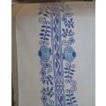 A large vintage table cloth/throw with beautiful blue and white design