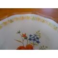Vintage painted glass Bon bon dish with ruffled border - pretty floral design