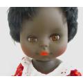 Vintage soft vinyl/rubber black doll with cheeky smile - 38cm tall - Chiltern?