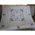 A large vintage embroidered Madeira table cloth with lovely detail