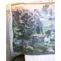 Antique European tapestry of mountain scene - couch backer/runner/wall hanging