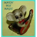 MOUSE PLAYING GUITAR VINTAGE FIGURINE SMALL