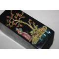PAIR BLACK LACQUERED ORIENTAL CONTAINERS WITH MOTHER OF PEARL DETAIL