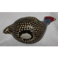 LOVELY HAND PAINTED  POTTERY GUINEA FOWL (R) PERFECT FOR A PATIO GARDEN