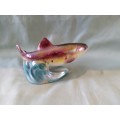 Jumping trout ornament. Made in Holland. Luster glaze unusual vintage could be a Jemma Holland.