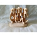 Three monkeys see No Evil Hear No Evil Speak No Evil resin figurine