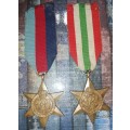 2 X WORLD WAR TWO MEDALS ONE ITALY STAR AND ONE 1939-1945 STAR