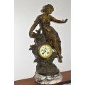 Beautifull French sigened F.Moreau spelter Premier fruits clock TERMS AVAILABE