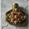 Vintage Mini Black Perfume Bottle with gold filigree
