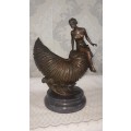 Enchanting Lady Sitting on Sea Shell Bronze Figurine 4.2kg