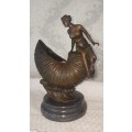 REDUCED ****Enchanting lady sitting on a sea shell Bronze 4.2kg very pretty