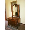 Antique solid Cape stinkwood cheval mirror with 3 draws