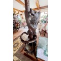 Rare 3 bear Black Forest carved coat/umbrella stand 2.2m tall for the grander home
