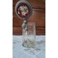 Victorian cut Chrystal stein with rear pewter and glass lid