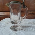 Victorian thick chrystal glass stein/tankard with pewter lid