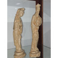 A pair of Japanese Emperor  Royal couple tall detailed figurines
