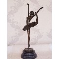 Stunning tall dancing ballerina bronze on marble plinth 42cm tall