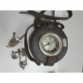 Detex Newman night watchmans clock with leather case and keys, ticking