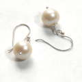 Atenea handmade 11-12mm AAA perfect round White freshwater Pearl earrings on sterling silver