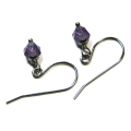 Atenea handmade Single faceted Amethyst gemstone earrings on stainless steel earwire