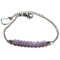 Atenea handmade Faceted Amethyst micro bracelet with stainless steel spacers, chain & clasp