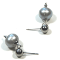 Atenea handmade Silver grey freshwater pearl earrings on stainless steel studs