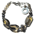 Atenea handmade Smoky Quartz bracelet with black diamond crystals