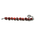 Atenea handmade Deep red coral nuggets bracelet with stainless steel clasp