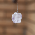 Atenea handmade raw light Amethyst nugget pendant necklace on stainless steel chain & clasp