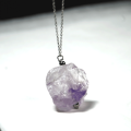 Atenea handmade raw light Amethyst nugget pendant necklace on stainless steel chain & clasp
