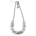 Atenea handmade White Druzy quartz necklace with white pearls & stainless steel chain & clasp