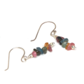 Atenea handmade tiny natural Tourmaline chips earrings on sterling silver