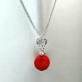 Atenea 925 Add a Dangle handmade natural red Coral coin gemstone pendant on 925 sterling silver
