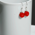 Atenea handmade Natural red Coral coin earrings on sterling silver