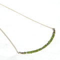 Atenea 925 handmade natural Peridot faceted rondelle gemstone bar necklace on sterling silver