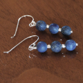 Atenea handmade Lapis Lazuli frosted gemstone earrings on 925 sterling silver