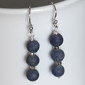 Atenea handmade Lapis Lazuli frosted gemstone earrings on 925 sterling silver