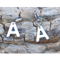 Letter A stainless steel initial alphabet dangle charm pendant - on clasp or large hole slider
