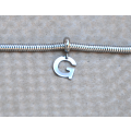 Letter G stainless steel initial alphabet dangle charm pendant - on clasp or large hole slider