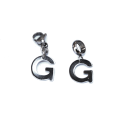 Letter G stainless steel initial alphabet dangle charm pendant - on clasp or large hole slider