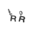 Letter R stainless steel initial alphabet dangle charm pendant - on clasp or large hole slider