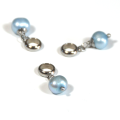 Blue 5-6mm freshwater pearl dangle charm pendant - on clasp or large hole slider