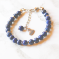 Natural Lapis Lazuli bracelet on stainless steel - September birthstone