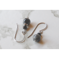 Natural Snowflake Obsidian semi precious gemstoneearrings on stainless steel