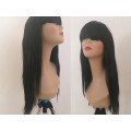 Wig with Bangs Long Black Straight adjustable wig straps same day dispatch