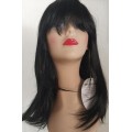 Wig with bangs/fringe colour black 14inch with adjustable straps same day processing