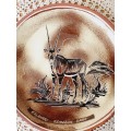 Vintage Kalahari Gemsbok Park Hand Painted Wall Hanging Plate Cresent Ware