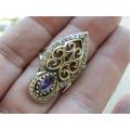 Awesome sterling silver amethyst ring - weight 9.19 g.